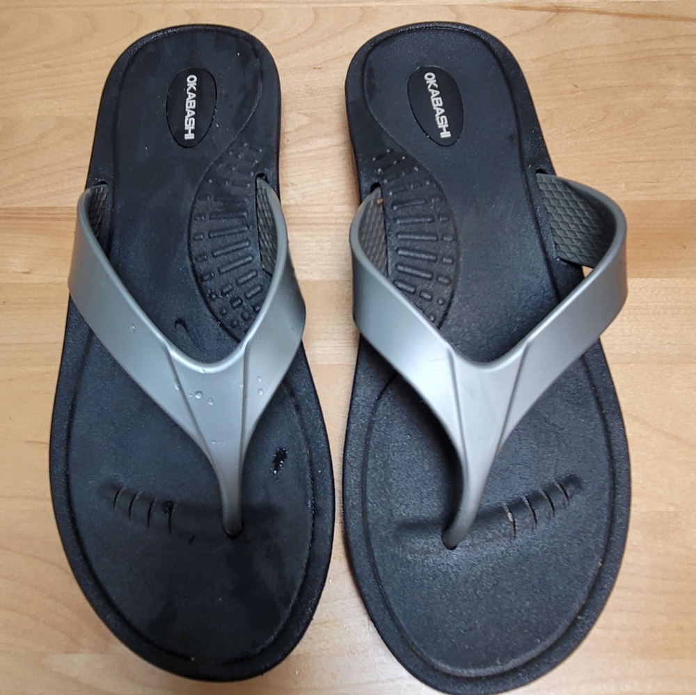 OKABASHI | Breeze Silver Flip-Flops, Sz L